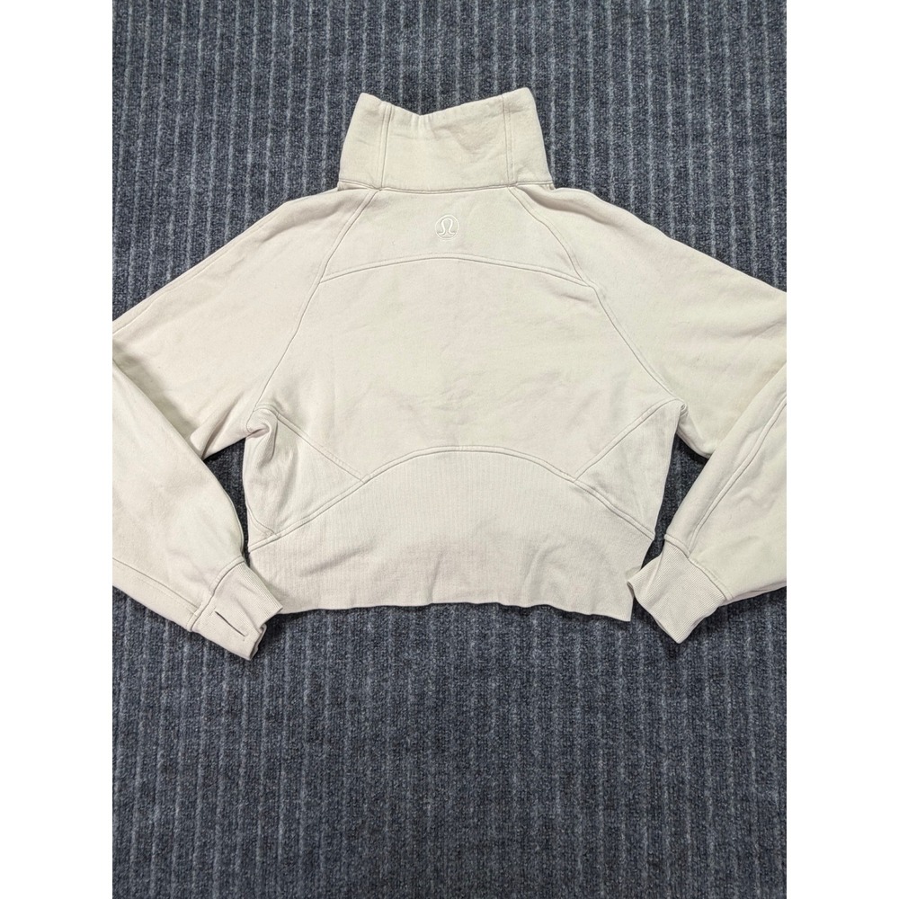 Lululemon Scuba Oversized Half Zip Pullover M/L Cream Cropped Sporty Neutral - Picture 5 of 7